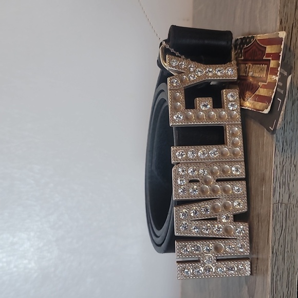Harley Davidson Velocity Rhinestone Black Genuine Leather Belt main image 6